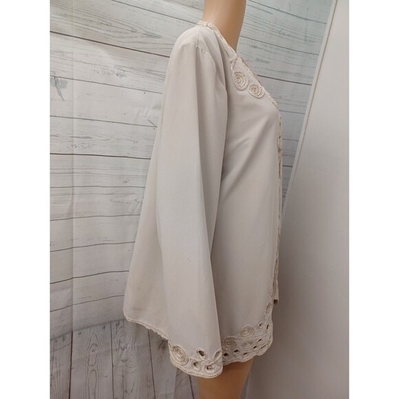 French Collizione Woman Cream Pastel Applique Blazer Jacket Plus Sz 20 Bust 50" - Picture 6 of 9